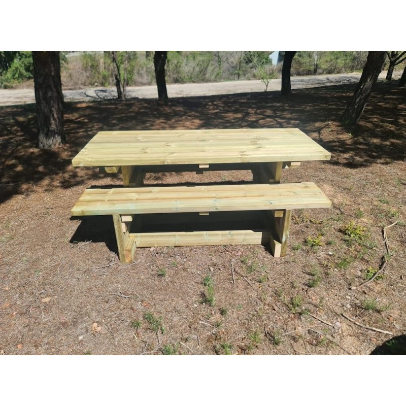 Mesa de piquenique quadrada de madeira MASGAMES CALELLA