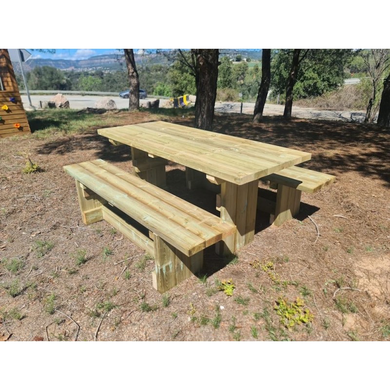 Mesa de piquenique quadrada de madeira MASGAMES CALELLA