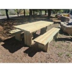 Mesa de piquenique quadrada de madeira MASGAMES CALELLA