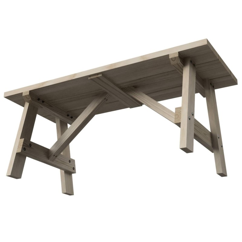 Mesa de madera ZURICH con bancos con respaldo VIC