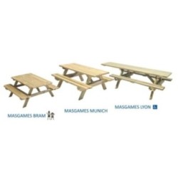 Taula de picnic adaptada MASGAMES LYON de fusta per exterior