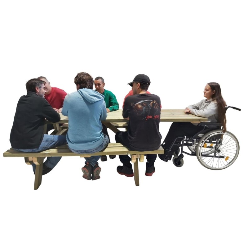 Taula de picnic adaptada MASGAMES LYON de fusta per exterior