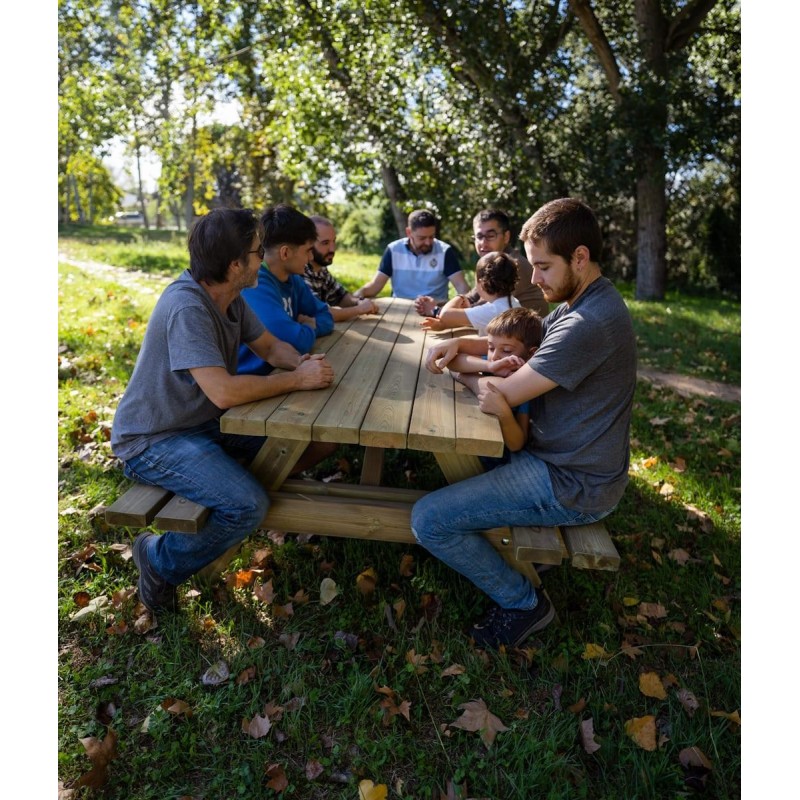 Taula de picnic adaptada MASGAMES LYON de fusta per exterior
