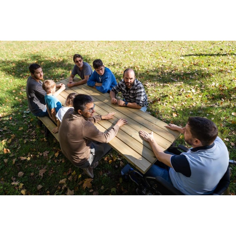 Taula de picnic adaptada MASGAMES LYON de fusta per exterior