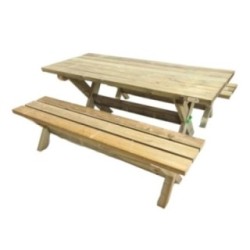Mesa de madeira com bancos independentes MASGAMES XERTA para utilização pública