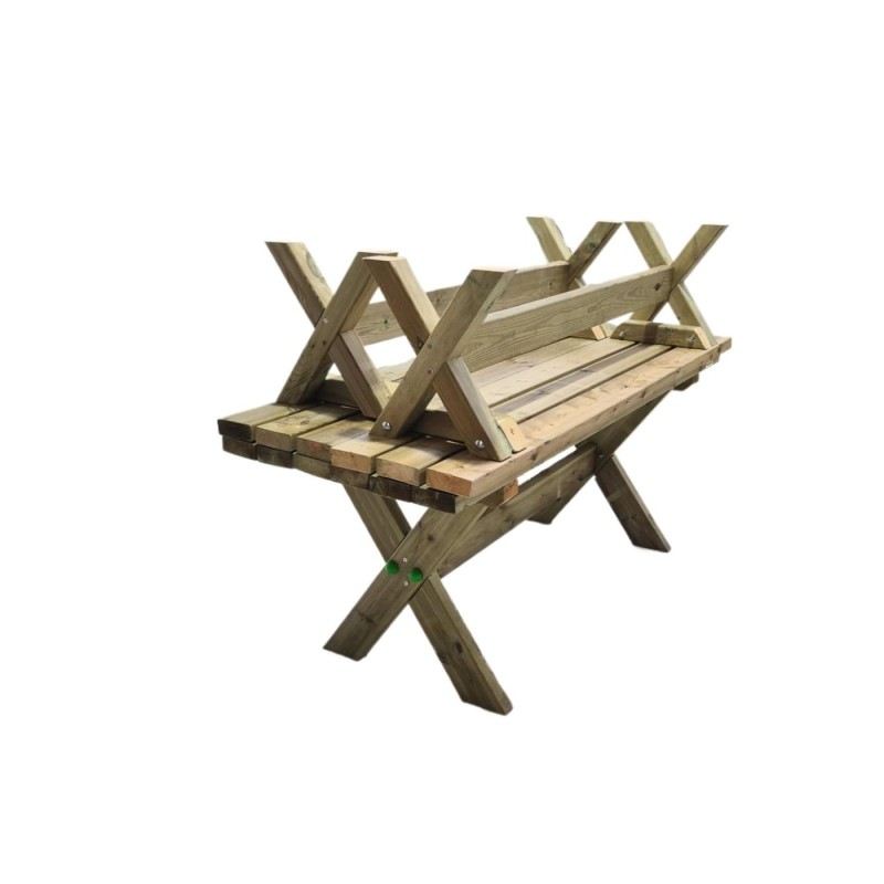 Mesa de madeira com bancos independentes MASGAMES XERTA para utilização pública