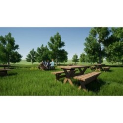 Mesa de madeira com bancos independentes MASGAMES XERTA para utilização pública