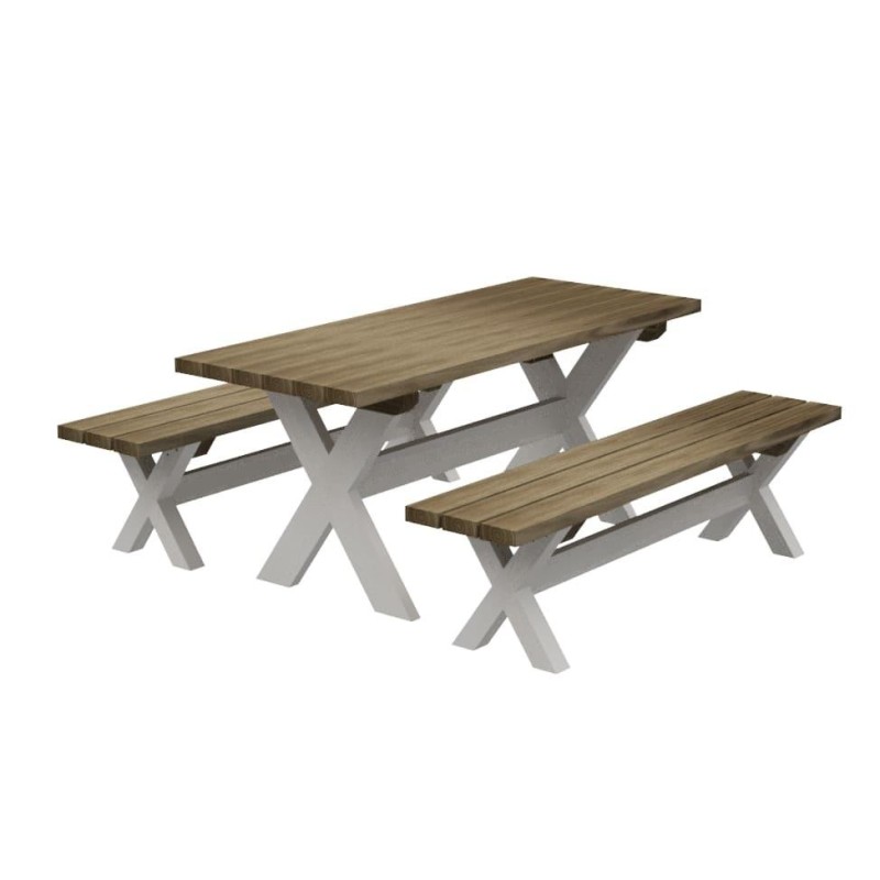 Mesa de madeira com bancos independentes MASGAMES XERTA para utilização pública