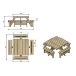 Mesa de picnic cuadrada MASGAMES BALTIC