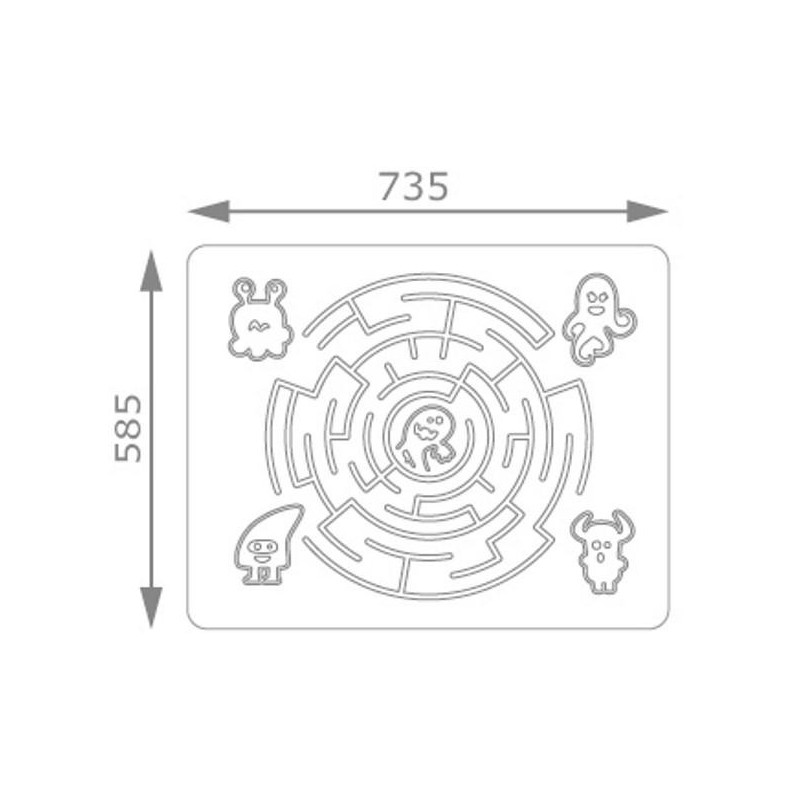 Panell de jocs Laberint Rodó amb suports de fusta