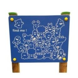 Painel de jogo " Jogo Painel Encontre-me" com postes de madeira