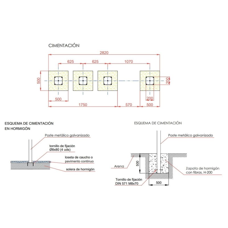 Muro escalonado y barra