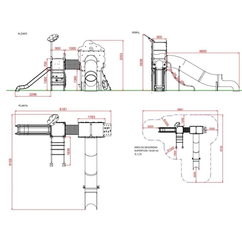 Parque infantil casa en el árbol de la selva