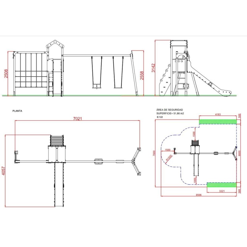 Parque infantil DUBAI com baloiço duplo