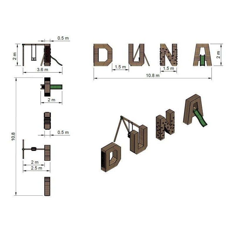 Parc lletra gegant pintada MASGAMES ALPHAPLAY tobogan