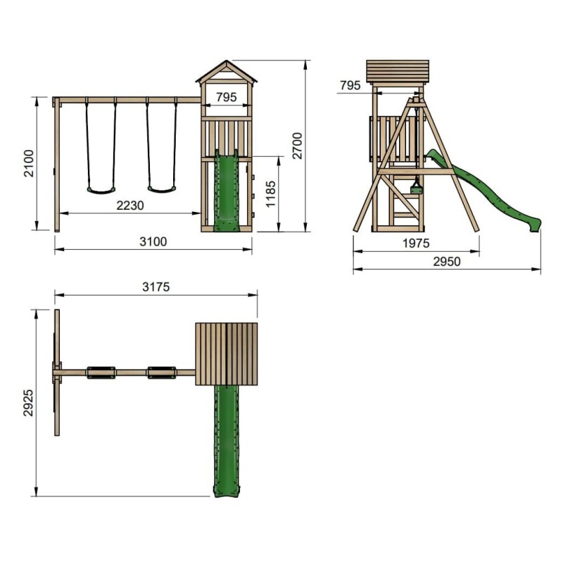 Parque infantil Masgames Carlit L con techo de lona
