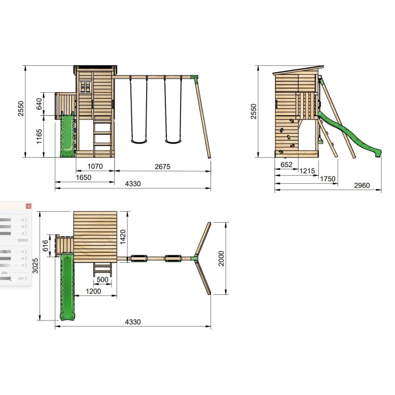 Parque infantil Masgames TAGA 2025 + Pared de escalada + Columpio