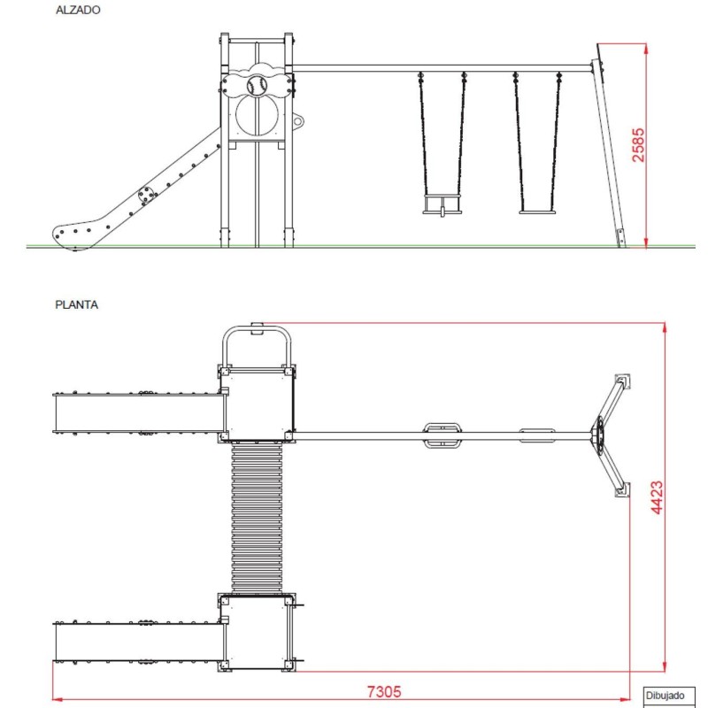 Parque infantil OLÍMPICO com baloiço duplo