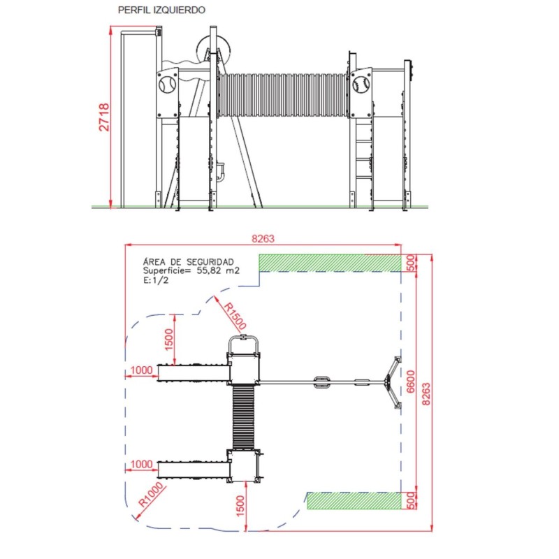 Parque infantil OLÍMPICO com baloiço duplo