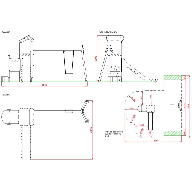 Parque infantil OSLO con columpio