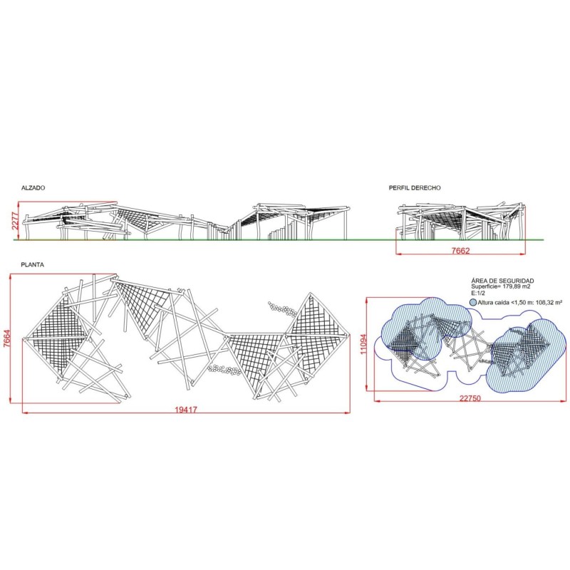 Parque de madera de robínia MIKADO URGELL