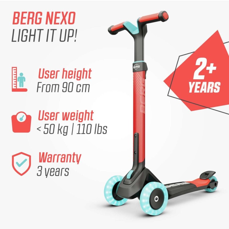 Patinete BERG Nexo Lights Plataforma LED Rojo