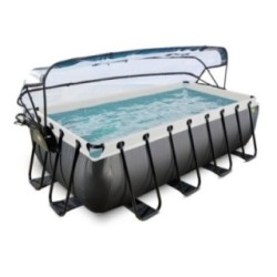 Piscina Cuarzo 400 Black con cubierta y agua caliente