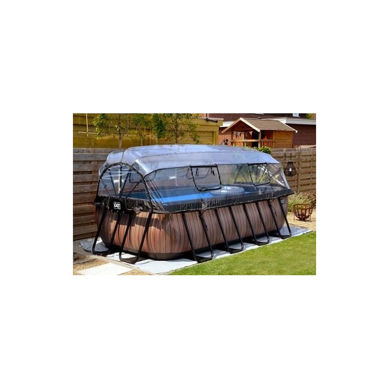 Piscina Cuarzo 400 Madera con cubierta y agua caliente