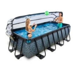Piscina Quartzo 400 Pedra com cúpula e água quente