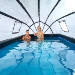 Piscina Quartzo 400 Pedra com cúpula e água quente