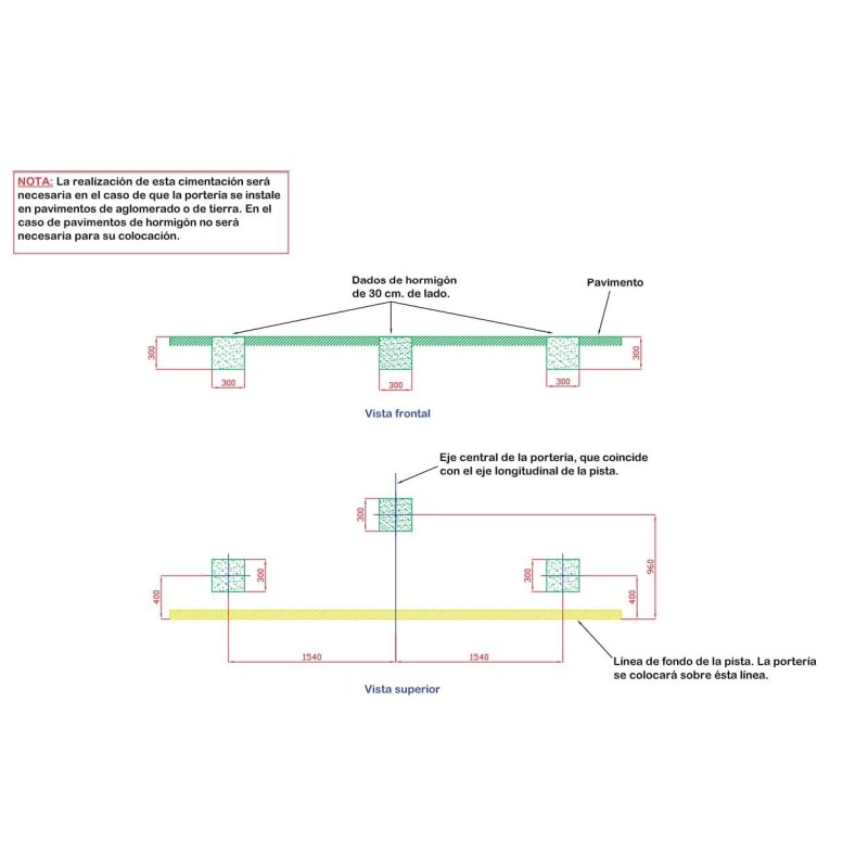 Portería de futbol-sala y balonmano reglamentaria