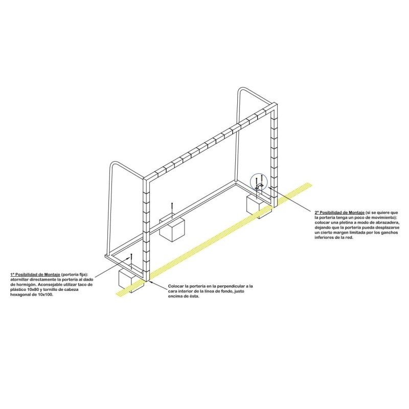 Portería de futbol-sala y balonmano reglamentaria