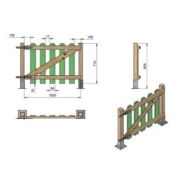 Puerta para valla de madera MASGAMES MERLET 80 (lamas 15 mm grosor y altura 80 cm)
