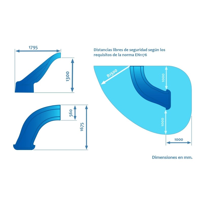 Rampa de tobogán curvado PARÍS 130 cm
