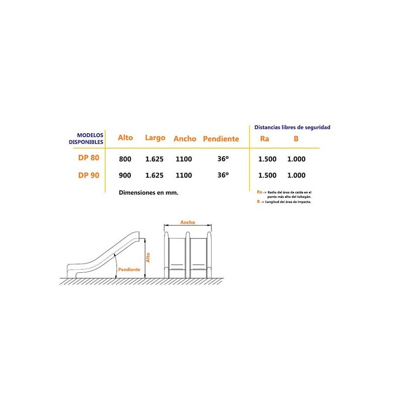 Rampa de escorrega DUPLA PISTA