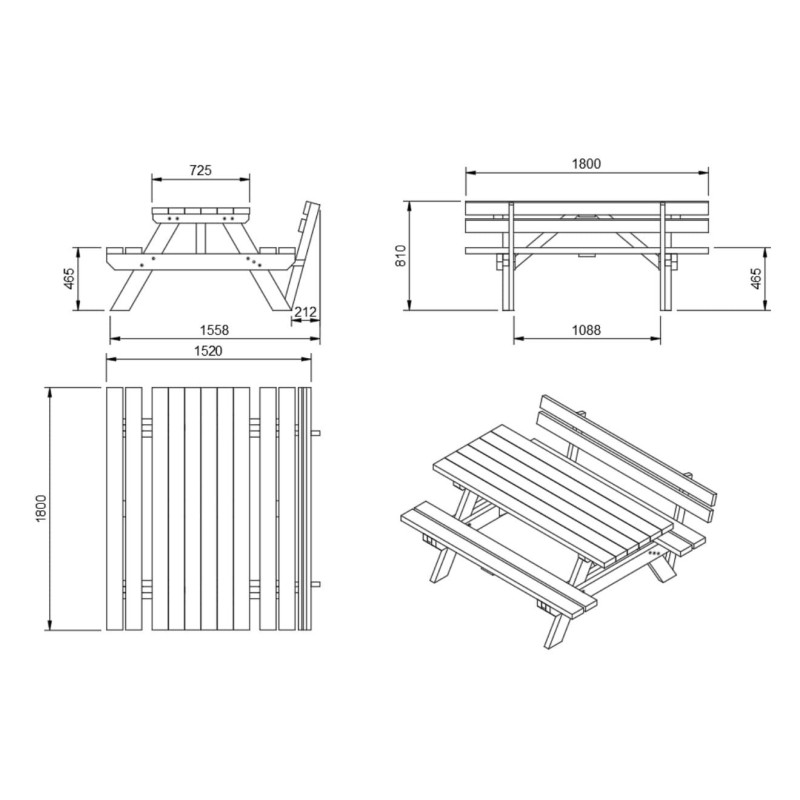 Encosto para mesa de piquenique MASGAMES MUNICH
