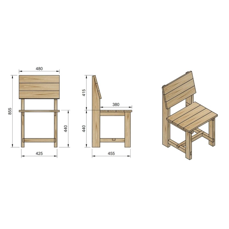 Silla de madera exterior MASGAMES BATEA