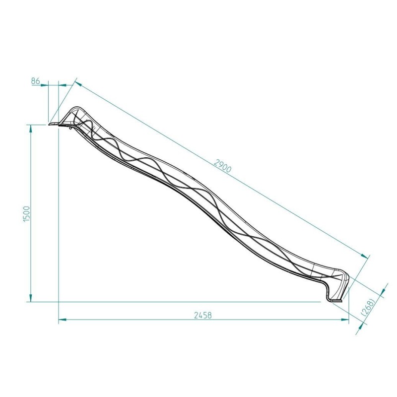 Rampa tobogan XL alçada 150 cm - verd clar