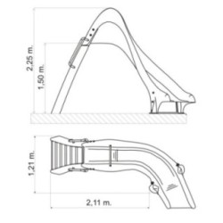 Escorrega toboágua de piscina Curvado 150 (direita ou esquerda)