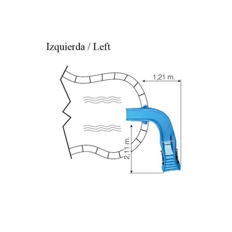 Escorrega toboágua de piscina Curvado 150 (direita ou esquerda)
