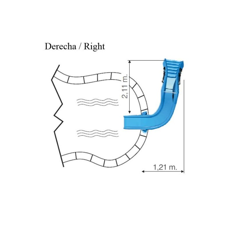Escorrega toboágua de piscina Curvado 150 (direita ou esquerda)