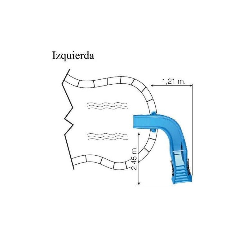 Tobogán acuático de piscina Curvado 175 (derecha o izquierda)