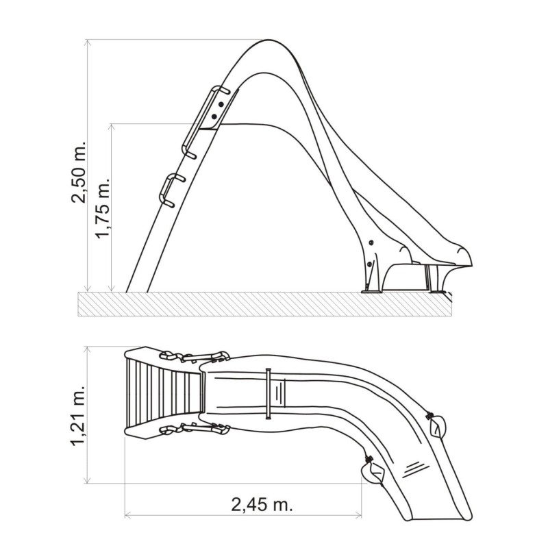 Tobogán acuático de piscina Curvado 175 (derecha o izquierda)