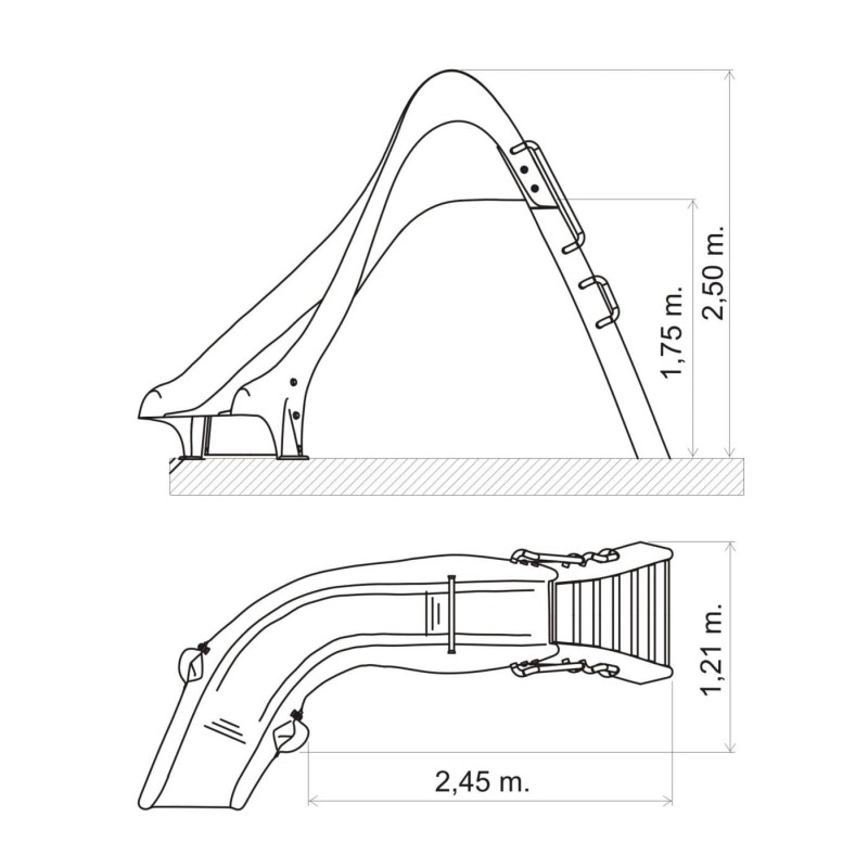 Tobogán acuático de piscina Curvado 175 (derecha o izquierda)