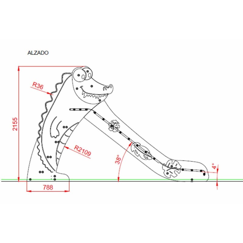 Tobogán COCODRILO Grande 136 cm
