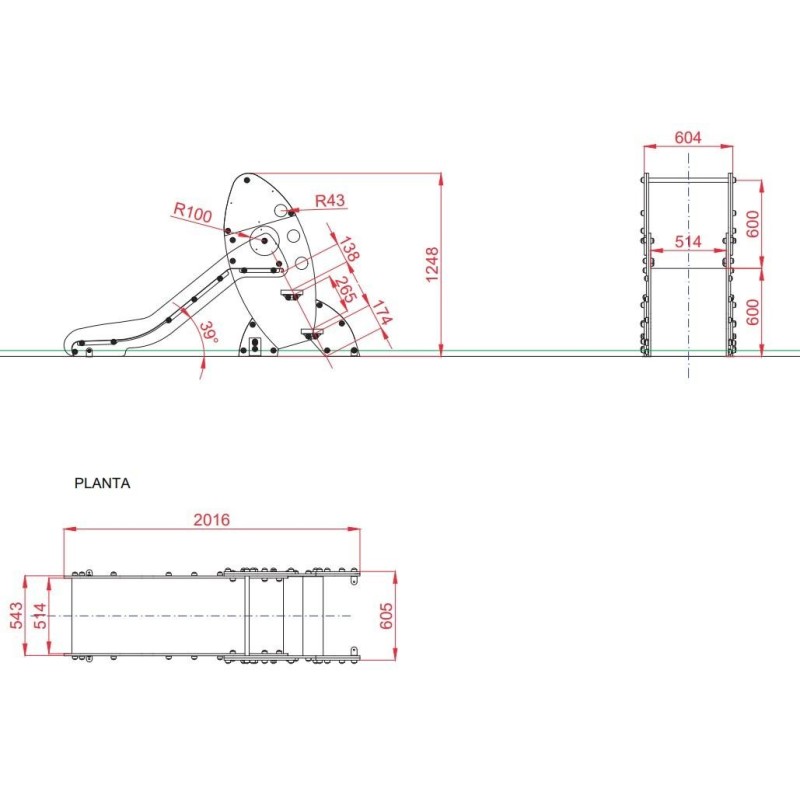 Tobogán COHETE Baby 60 cm