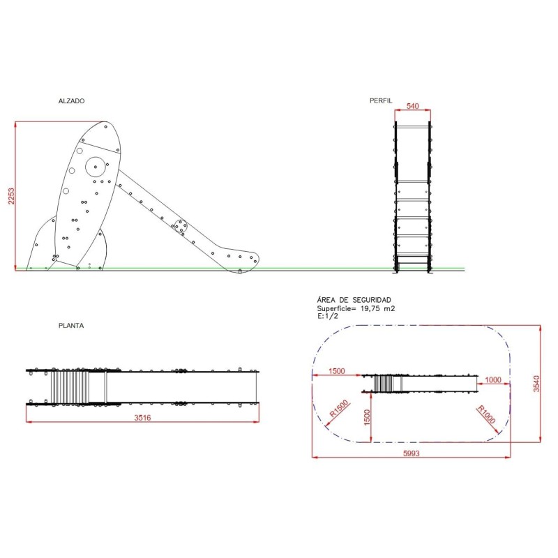 Tobogán COHETE Grande 136 cm