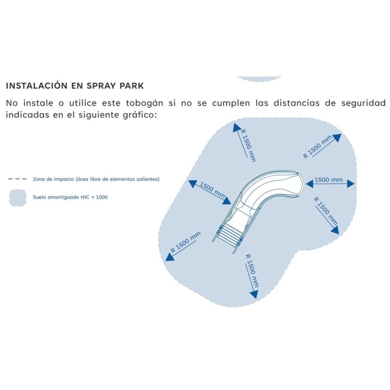Tobogán acuático curvo ANERIS (Altura 130 cm)