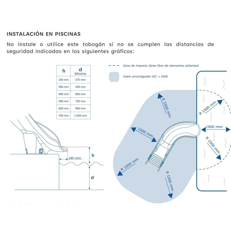 Tobogan aquàtic de piscina Corbat ANERIS (alçada 150 cm)