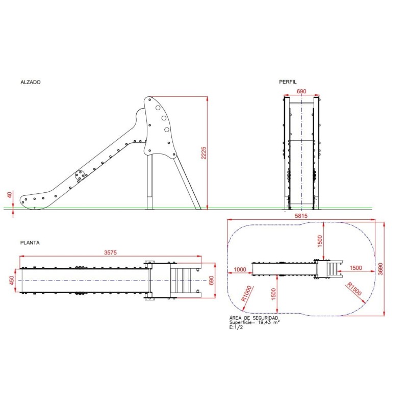 Tobogán SAMI Grande 136 cm
